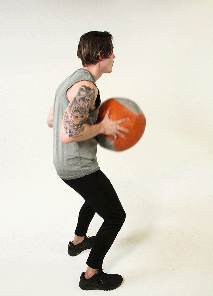 Man Doing Medicine Ball Standing Chest Pass | Medicine Ball Workout